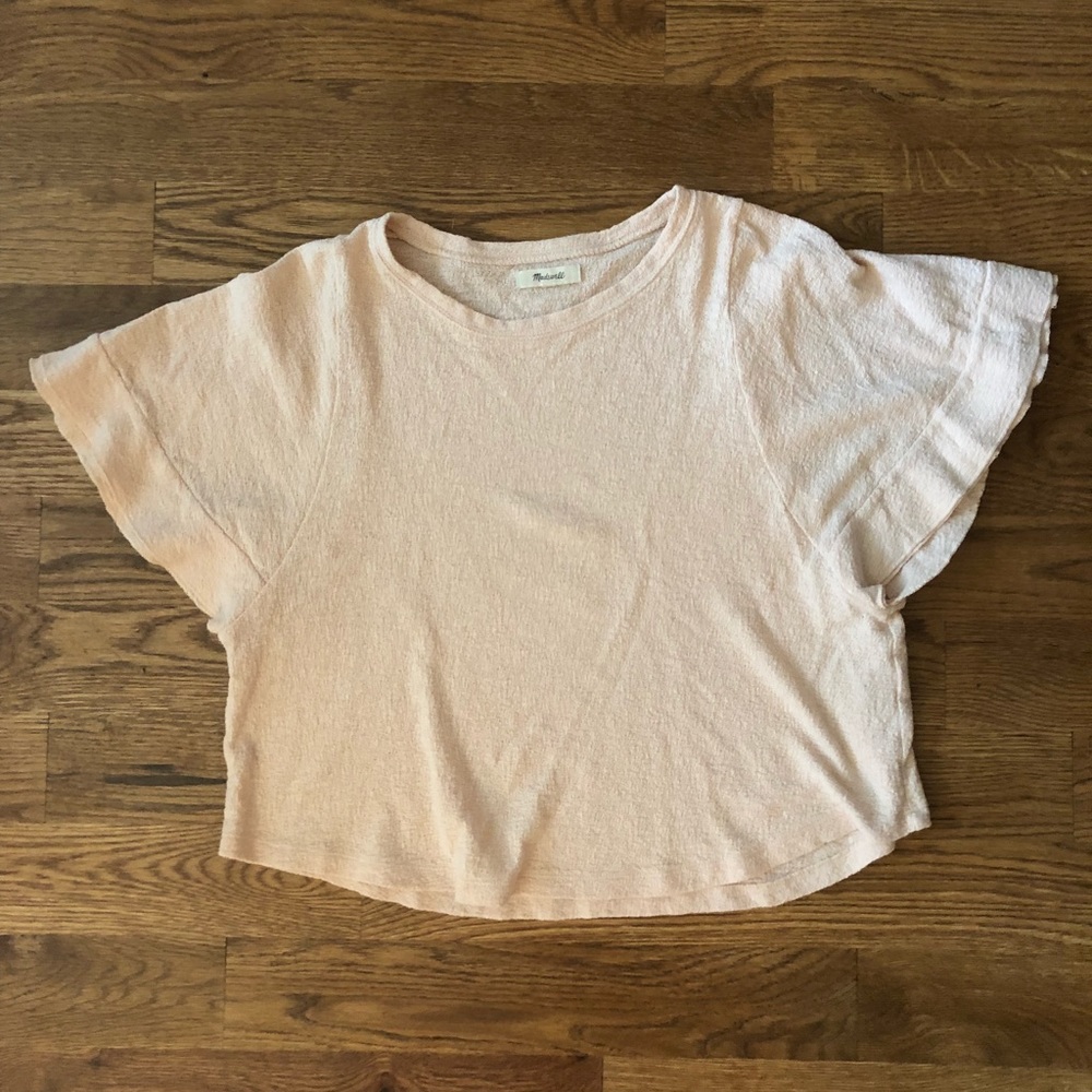 MADEWELL RIVET AND THREAD RUFFLE SLEEVE TOP